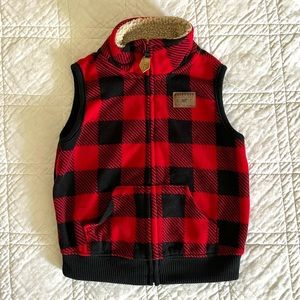 Red and black Buffalo plaid vest - 18m